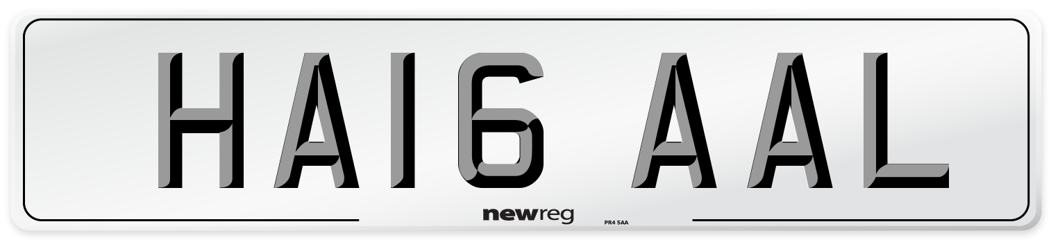 HA16 AAL Number Plate from New Reg